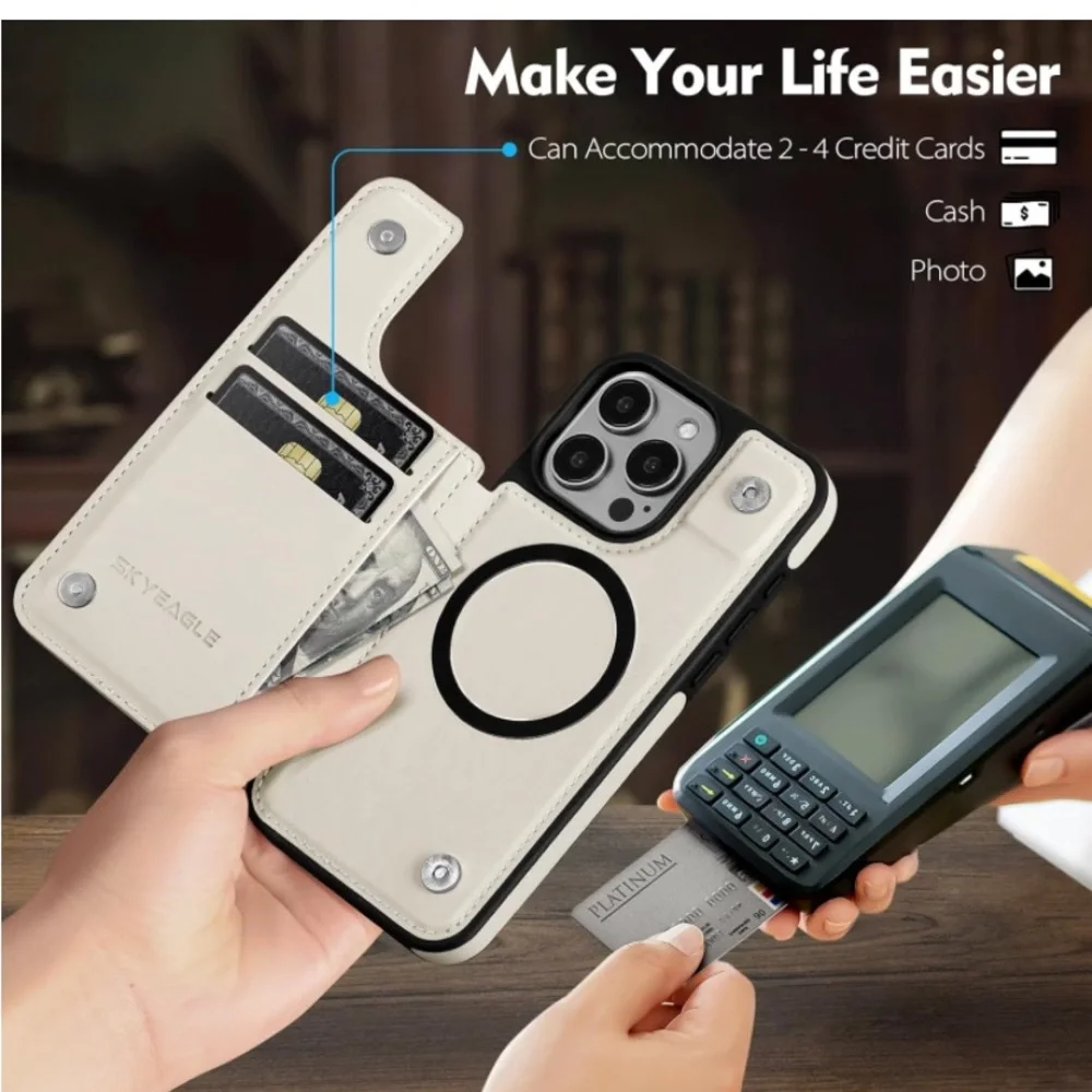 New iPhone 15 Pro Max Wallet Case with Card Holder 【Compatible Magsafe】